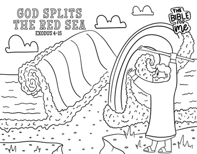 God Splits the Red Sea coloring page
